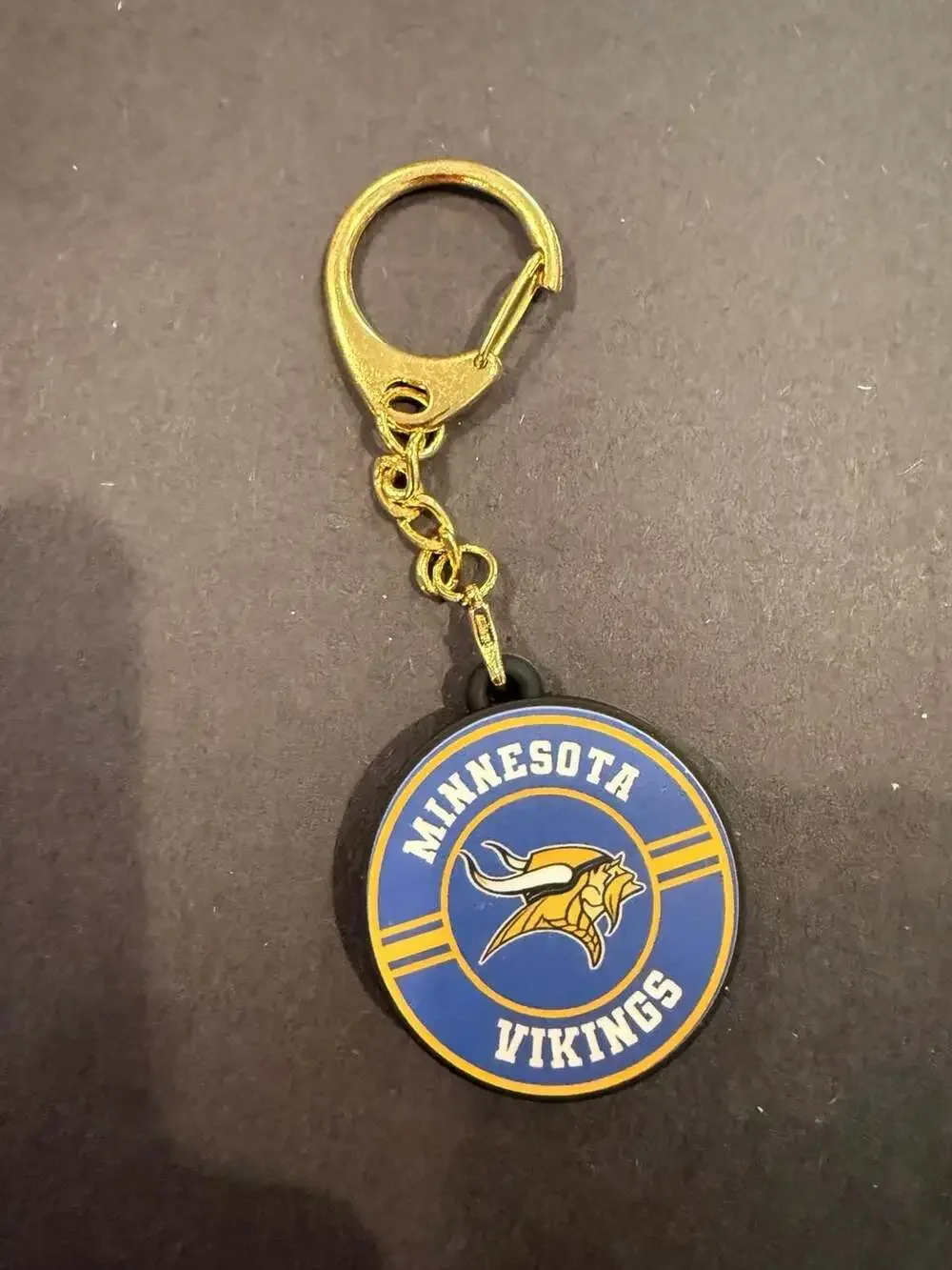 Minnesota Vikings Rubber Logo Keychain with Gold Tone Hardware
